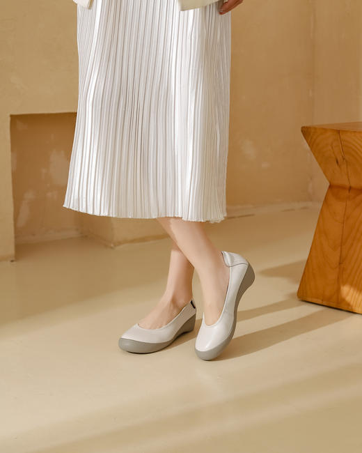 西村名物2023年春季新款头层牛皮鞋面猪皮内里内垫平底舒适单鞋T12531 商品图3