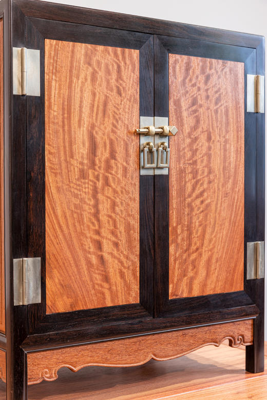 红桥红  家具严选  缅甸花梨（大果紫檀）【紫光檀镶缅花小方角柜】 商品图2