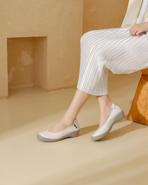 西村名物2023年春季新款头层牛皮鞋面猪皮内里内垫平底舒适单鞋T12531 商品图4