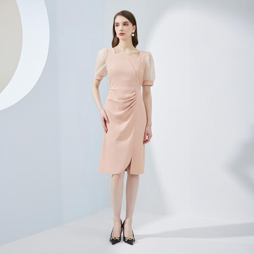 NF8F4斯尔丽瑟俪2023夏季新款泡泡袖公主范腰间褶皱显瘦连衣裙 商品图3