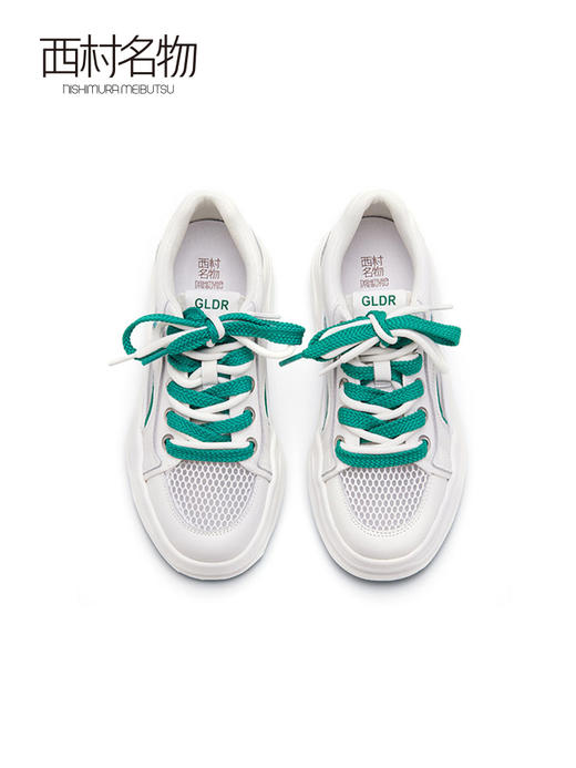 西村名物2022年商场新款运动休闲厚底透气溶解板鞋小白女鞋10341 商品图2