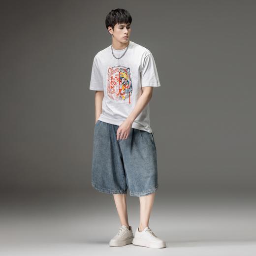 PINLI品立夏季新款烫钻短袖T恤男士休闲纯棉体恤BG231111086 商品图1