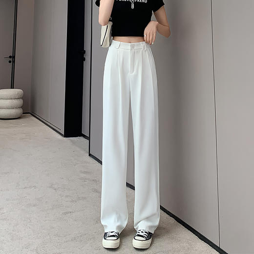 【王奕婷同款抖音爆款】黑色西装女夏季薄款高腰直筒裤休闲阔腿裤 商品图9