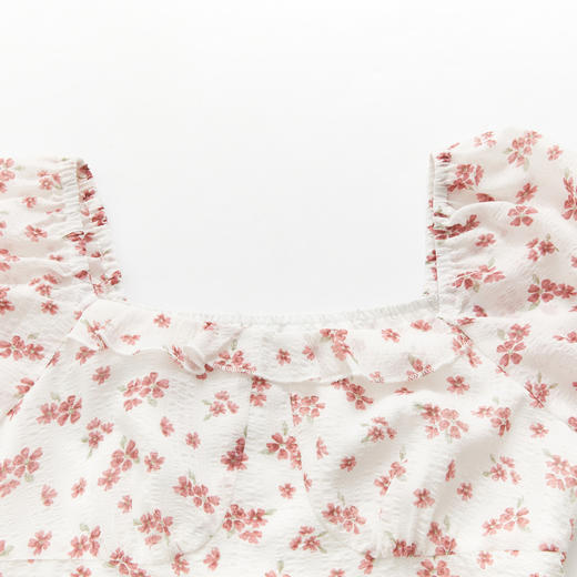 西遇法式碎花连衣裙女2023年夏季新款方领设计感不规则仙女长裙V0031438 商品图5