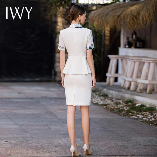 IWY/白色配丝巾职业西装套裙女夏季款气质上班时尚休闲高端名媛工作服CS1785 商品图4