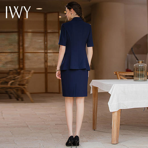 IWY/藏青色短袖职业西装套裙女夏季薄款气质上班时尚休闲高端工作服女CS1798 商品图4
