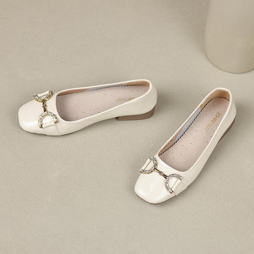 ZHR休闲方头豆豆鞋女2023新款配裙子夏季女鞋粗跟优雅通勤单鞋女 商品图8