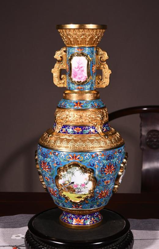 故宫景泰蓝百宝五福瓶 商品图0