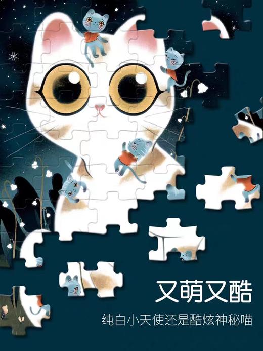 法国DJECO花样礼盒拼图50片系列《夜光款--大眼萌喵星》#此商品参加第十一届北京惠民文化消费季 商品图2