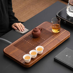 无闻/重竹茶盘/宽宏/连竹 家用简约茶台茶海抽屉储水式办公小型竹茶具托盘干湿两用（出水管需要单独购买）