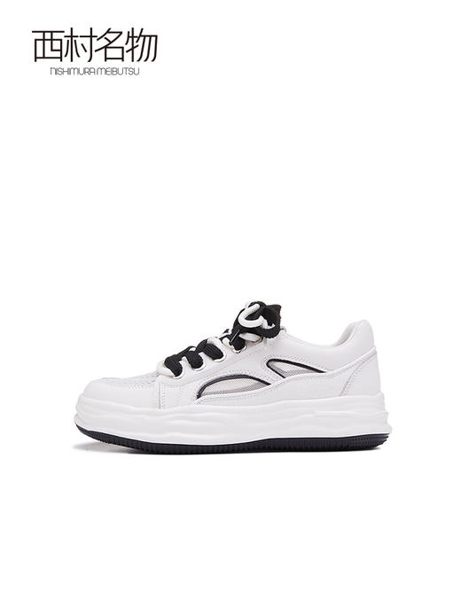 西村名物2022年商场新款运动休闲厚底透气溶解板鞋小白女鞋10341 商品图1