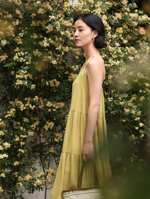 HeyDress法式吊带连衣裙女夏季宽松慵懒感交叉设计浪漫度假裙子 商品图3
