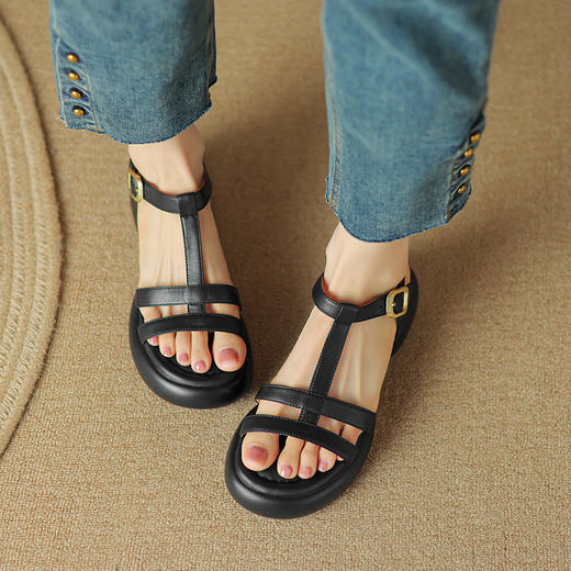 时尚潮流，真皮百搭平底凉鞋LD-6362 商品图12