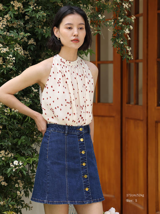 HeyDress法式复古牛仔半身裙女夏季高腰显瘦a字半裙直筒百搭短裙 商品图1