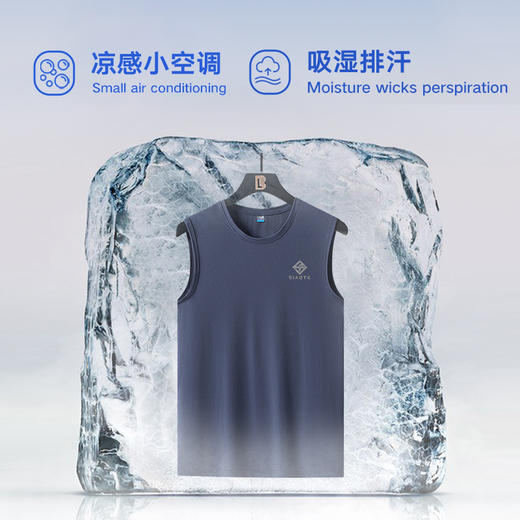 Q【新款DSK】大依优型大码男装无袖冰丝背心跨栏男士运动透气篮球背心短袖吸汗 商品图2