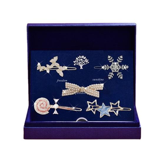 「五件礼盒装！发夹套装」发夹女发卡套装 刘海头发抓侧边夹蝴蝶结侧边夹后脑勺发饰抓夹女士时尚饰品 商品图4