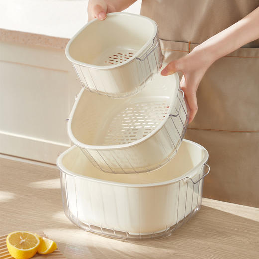 【日用百货】-厨房用品洗菜篮双层沥水篮 商品图0
