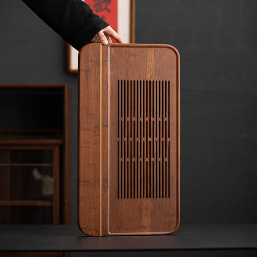 无闻/重竹茶盘/宽宏/连竹 家用简约茶台茶海抽屉储水式办公小型竹茶具托盘干湿两用（出水管需要单独购买） 商品图3