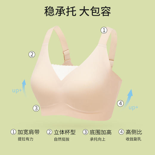 雅黛丽内衣女无痕一片式大胸显小薄款文胸无钢圈大码美背女士胸罩 商品图2