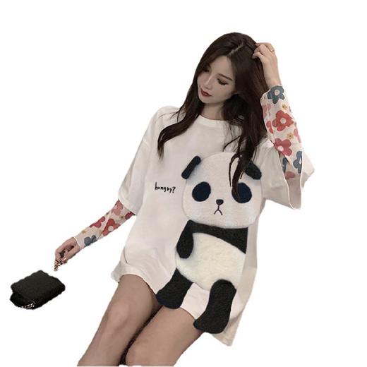 【绝绝子下衣失踪T恤，幂式穿搭T恤】女士卡通刺绣2023夏季韩版新款中长款短袖T恤女上衣女装 商品图4