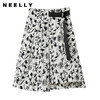 NEELLY纳俪商场同款夏季黑白印花半身裙女收腰系带A字裙百搭通勤N23044E04404 商品缩略图0