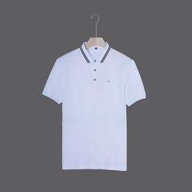 时尚男士夏季新款polo衫商务休闲撞色条纹领韩版翻领短袖T恤   9617