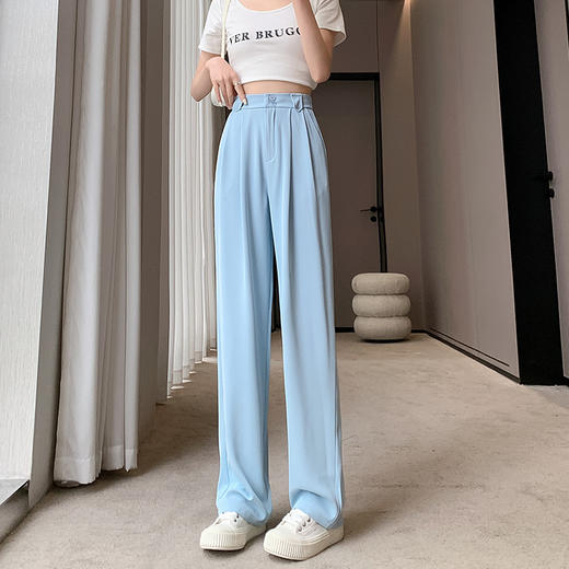 【王奕婷同款抖音爆款】黑色西装女夏季薄款高腰直筒裤休闲阔腿裤 商品图6