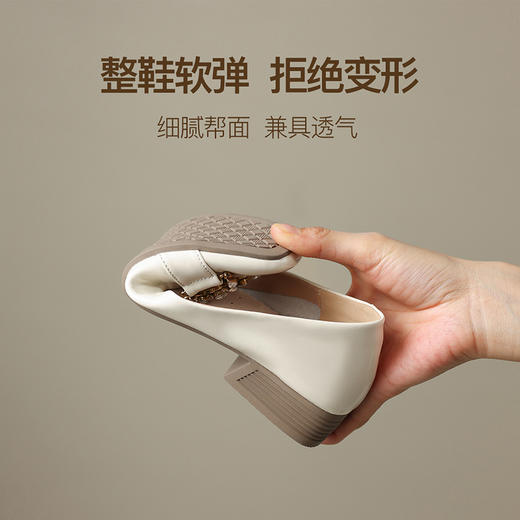 ZHR休闲方头豆豆鞋女2023新款配裙子夏季女鞋粗跟优雅通勤单鞋女 商品图10