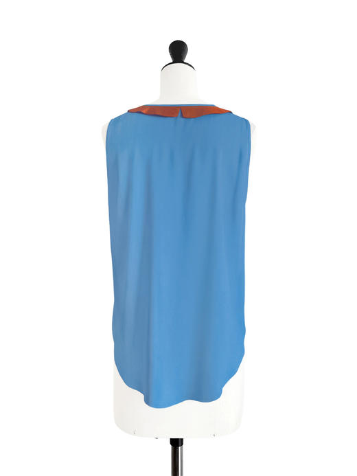 TYNVIE 拼布领圈无袖上衣- 蓝色 商品图8