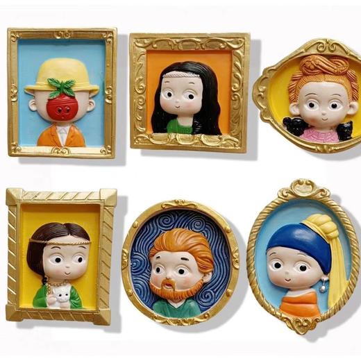 【丽享】【6幅世界名画+12色颜料+2支画笔+磁铁】把世界名画做成Q版冰箱贴儿童石膏画儿童六一礼物 商品图3