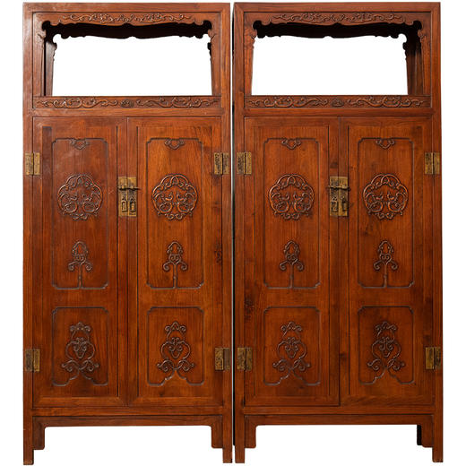 清 红木浮雕螭龙纹亮格柜（一对） 商品图5