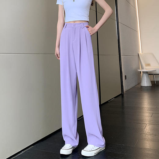 【王奕婷同款抖音爆款】黑色西装女夏季薄款高腰直筒裤休闲阔腿裤 商品图7