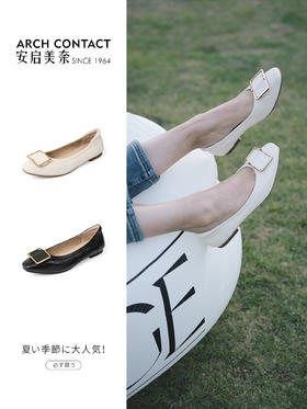 ARCHCONTACT安启美奈气质方扣低跟单鞋52816