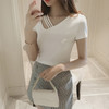 【镂空V领，显瘦时尚】短袖t恤女夏季韩版新款女式ins学生V领上衣女装 商品缩略图1