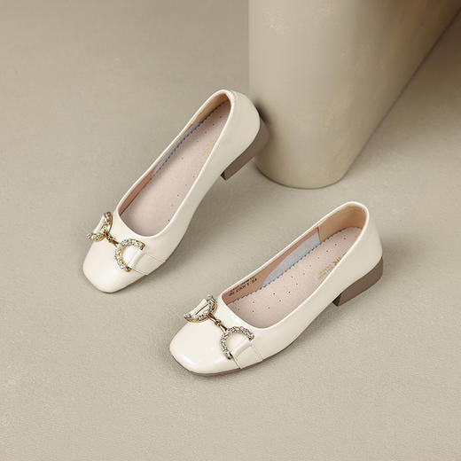 ZHR休闲方头豆豆鞋女2023新款配裙子夏季女鞋粗跟优雅通勤单鞋女 商品图7