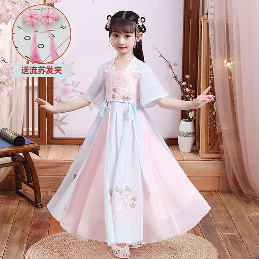 女童汉服裙，新款夏季国潮短袖古风仙襦裙XWN2023 商品图5