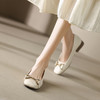 ZHR休闲方头豆豆鞋女2023新款配裙子夏季女鞋粗跟优雅通勤单鞋女 商品缩略图4