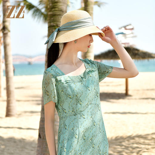 佐尔美夏季新款 时尚休闲小碎花桑蚕丝真丝连衣裙女E32LS49 商品图3