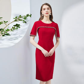 NF8N9斯尔丽瑟俪商场同款2023夏季新款精致钉珠修身显瘦小礼服连衣裙