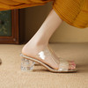 夏季清凉拖鞋，亮片水晶跟粗跟凉拖YD-1150 商品缩略图7