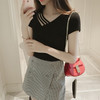 【镂空V领，显瘦时尚】短袖t恤女夏季韩版新款女式ins学生V领上衣女装 商品缩略图2