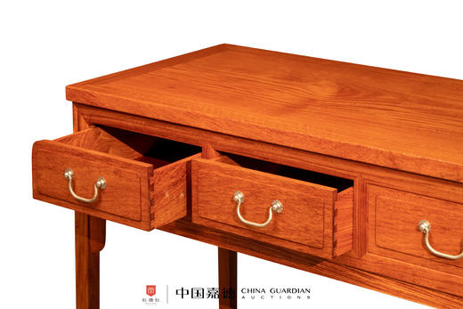 红桥红  家具严选  缅甸花梨（大果紫檀）【109马蹄腿三抽屉小书桌】 商品图2