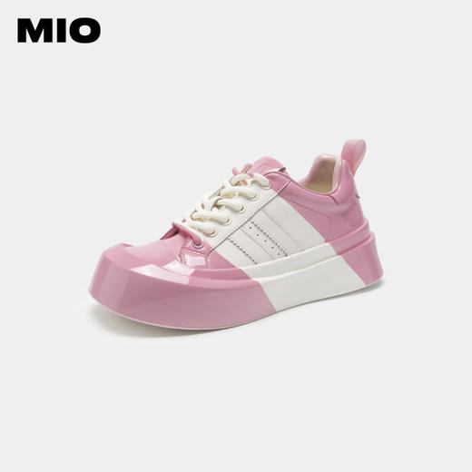 MIO米奥秋季百搭休闲鞋厚底圆头牛津鞋撞色真皮板鞋女 M234583921 商品图1