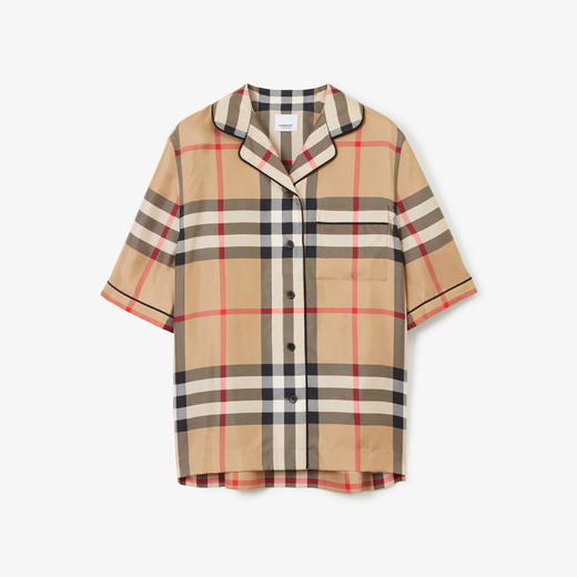 BURBERRY 巴宝莉 女士 Vintage 格纹丝质睡衣式短袖衬衫 格子 8052749 A7028 商品图0