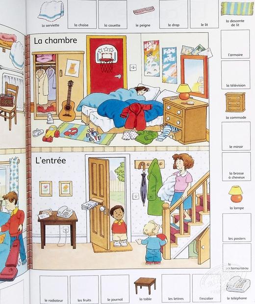 【中商原版】看图识1000法语单词 附贴画 贴纸版 英法双语 First Thousand Words in French Sticker Book Heather Amery 商品图4