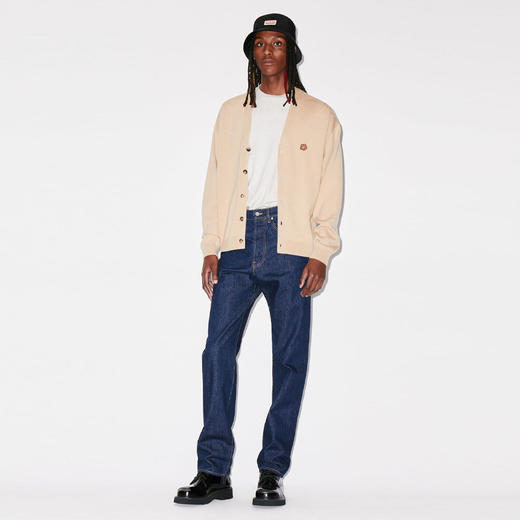 KENZO 高田贤三 男士棉质徽标贴花 ASAGAO 直筒休闲牛仔裤 蓝色 FD55 DP331 6B1 DM 商品图3