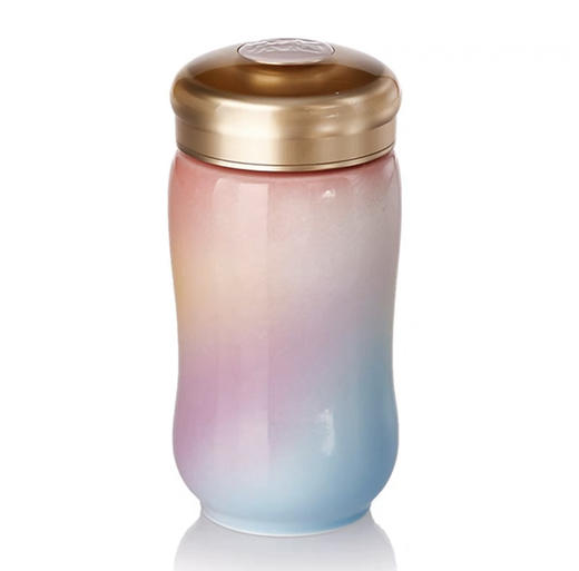 乾唐轩活瓷炫彩随身随手随行带盖陶瓷水杯 商品图0