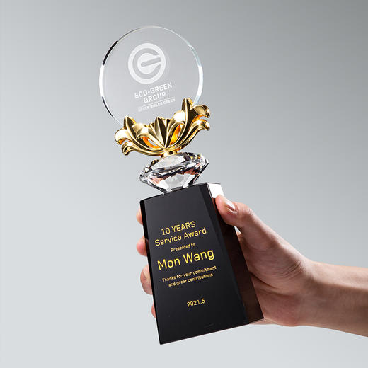 紫荆花创意水晶奖杯定制定做企业入职纪念奖牌照片金银铜冠军订制 商品图2