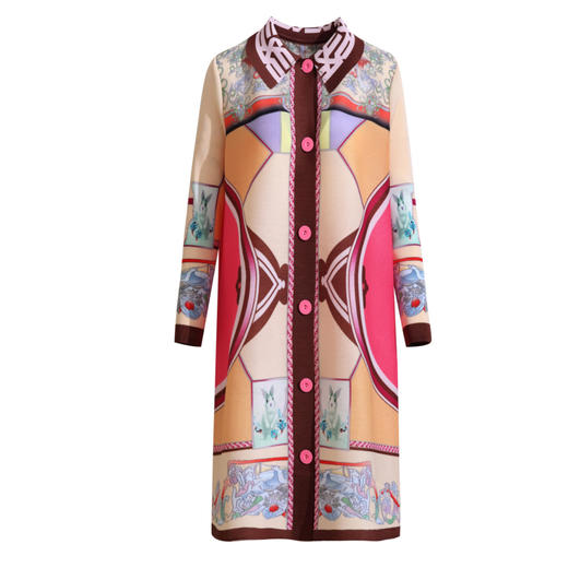 XSL S3241洋气连衣裙妈妈气质宽松褶皱印花衬衫裙 商品图4