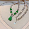 【美妆饰品】-淡水珍珠项链 绿玛瑙绿玉髓葫芦吊坠银 商品缩略图2